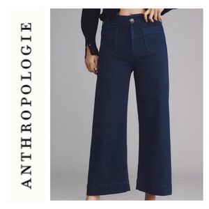 MAEVE The Colette Crop Hi Rise Wide Leg Jean 27 x 26 Stretch Dark Patch Pockets